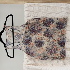 Joie Sheer Floral Racerback Blouse Small